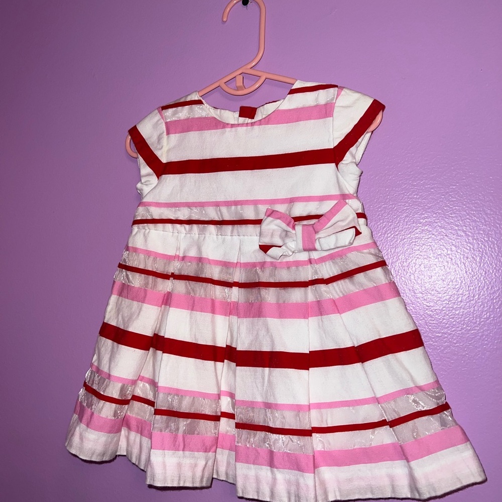Charming Pink and Red Striped Kids Dress